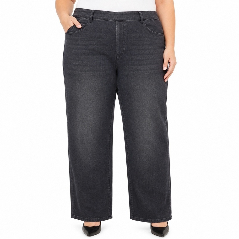 Halara Black Straight Leg Jeans XL Dark Wash Casual Chic Denim